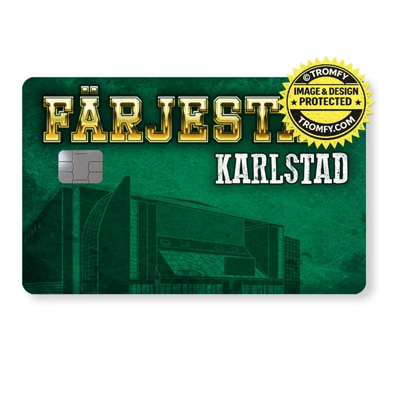Kortdekal i grönt med lagnamnet i guldiga blockbokstäver